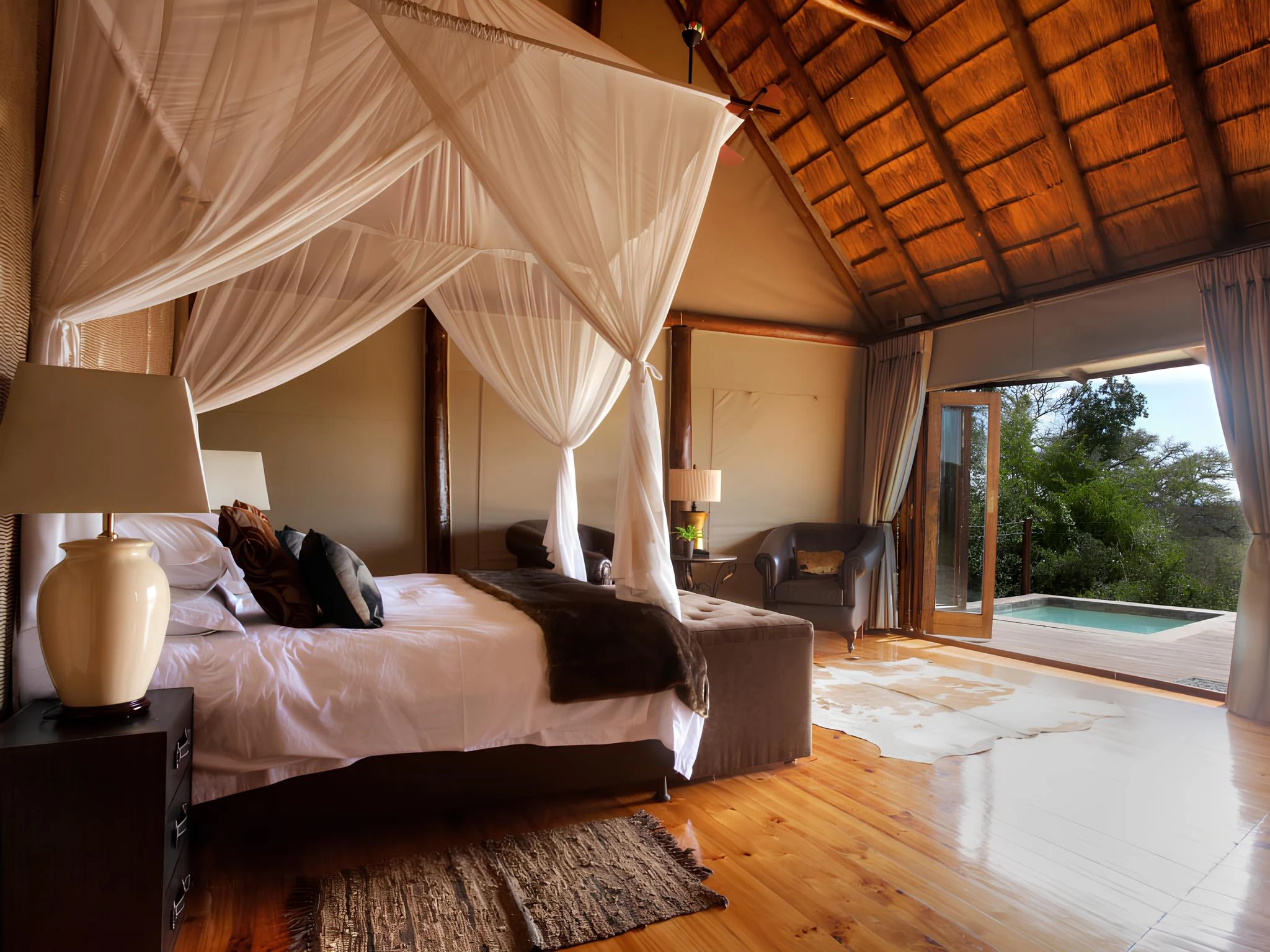 Bush Lodge family-friendly chalets overlooking a watering hole, Amakhala